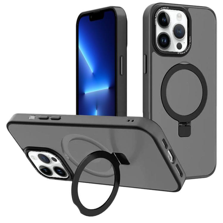 For iPhone 13 Pro Kalebol Metal Lens Frame MagSafe Holder Frosted PC Phone Case
