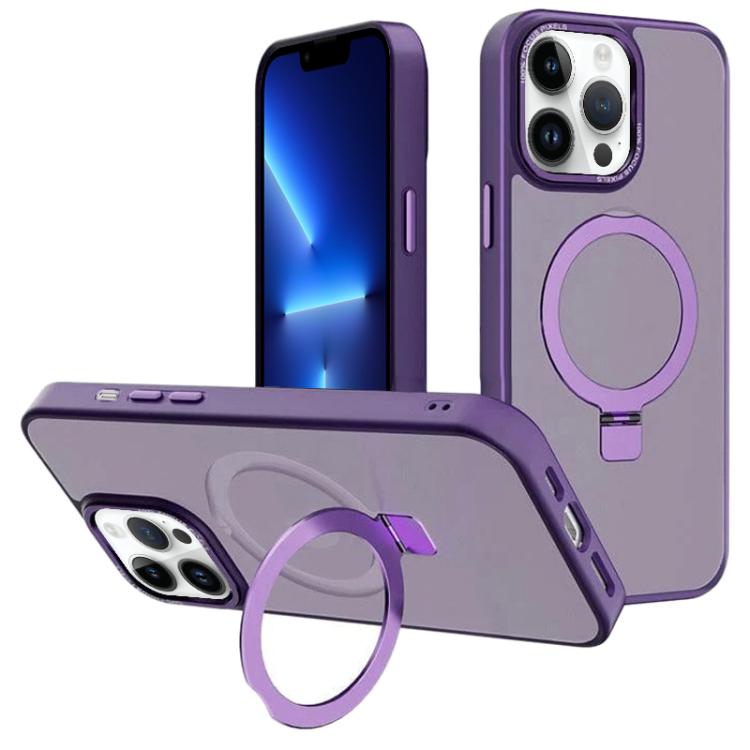 For iPhone 13 Pro Kalebol Metal Lens Frame MagSafe Holder Frosted PC Phone Case