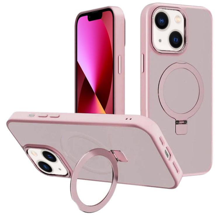For iPhone 13 Kalebol Metal Lens Frame MagSafe Holder Frosted PC Phone Case