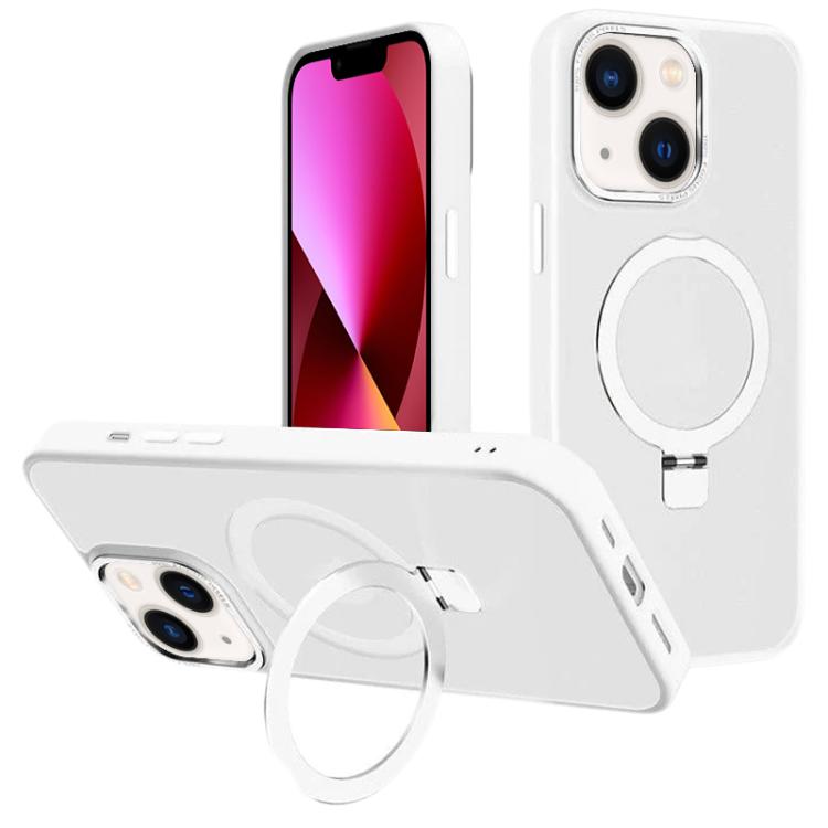 For iPhone 13 Kalebol Metal Lens Frame MagSafe Holder Frosted PC Phone Case
