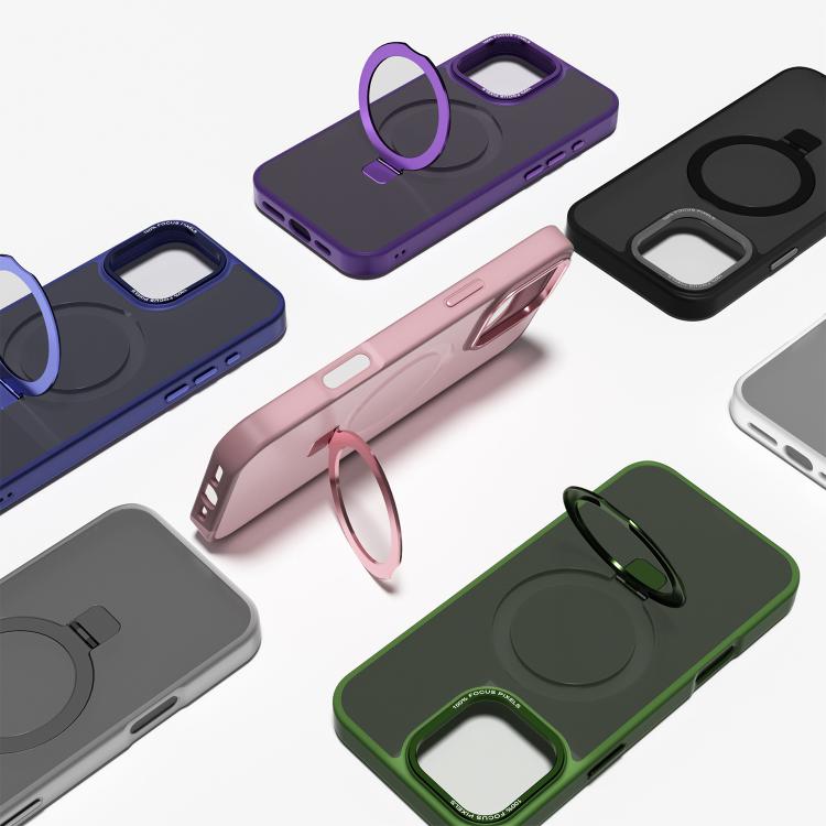 For iPhone 16 Pro Max Kalebol Metal Lens Frame MagSafe Holder Frosted PC Phone Case