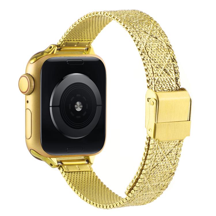 For Apple Watch 46mm / 49mm / 45mm / 44mm Milanese Embossed Metal Watch Band