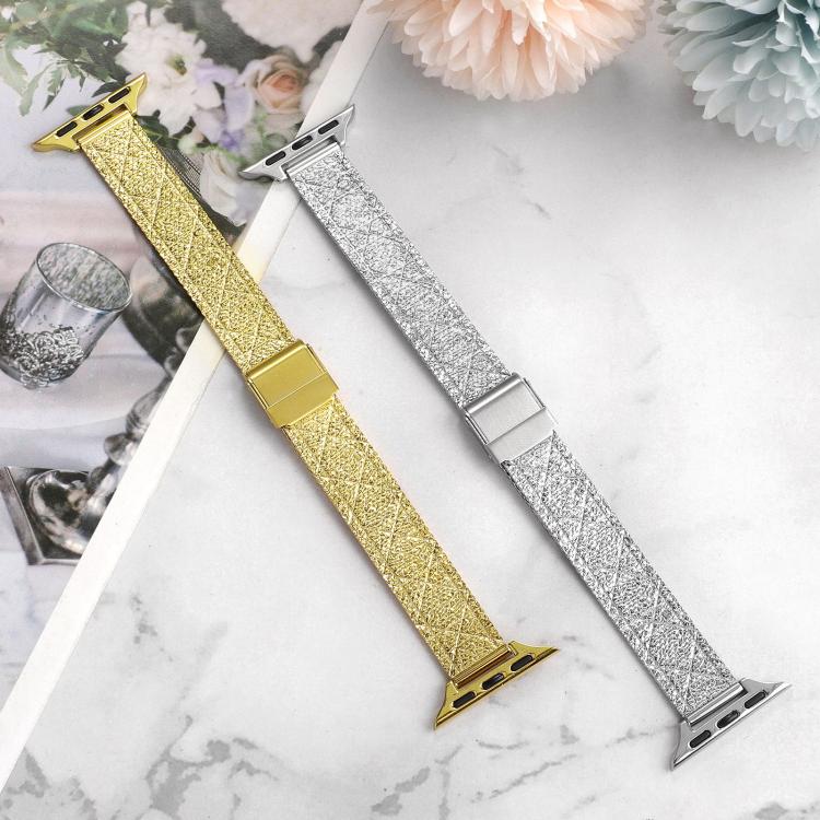 For Apple Watch 42mm / 41mm / 40mm / 38mm Milanese Embossed Metal Watch Band
