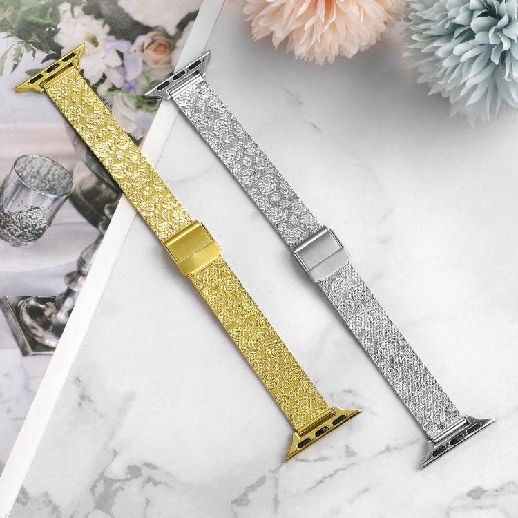 For Apple Watch 42mm / 41mm / 40mm / 38mm Milanese Embossed Metal Watch Band