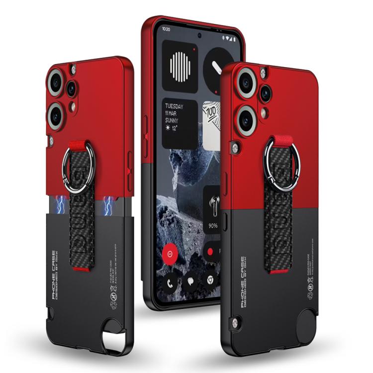 For Nothing CMF Phone 2 Pro GKK Mortise-Tenon Connection Contrast Color Phone Case with Ring Wrist Strap