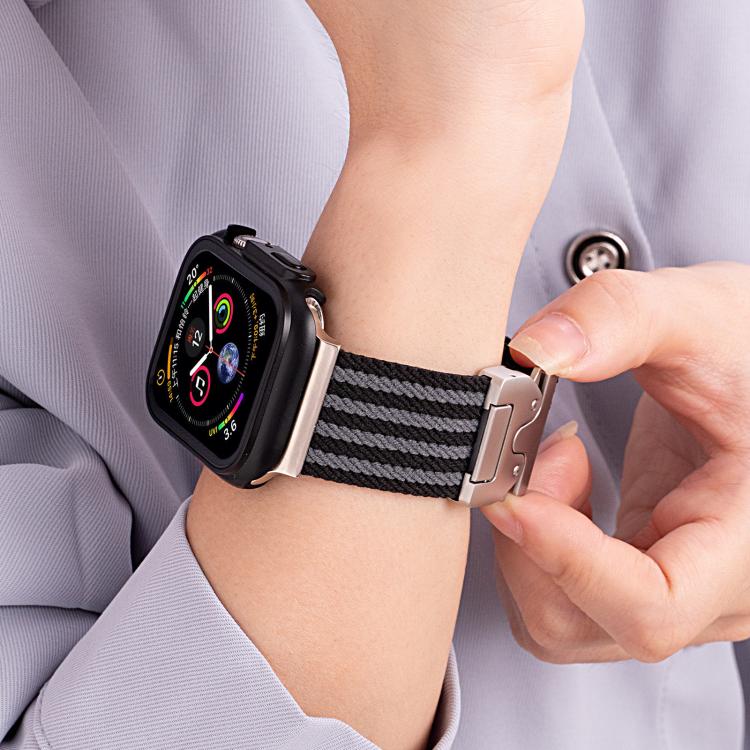 For Apple Watch 38 / 40 / 41 / S10 42mm xDfind Parachute Buckle 3-Stripe Braided Nylon Watch Band