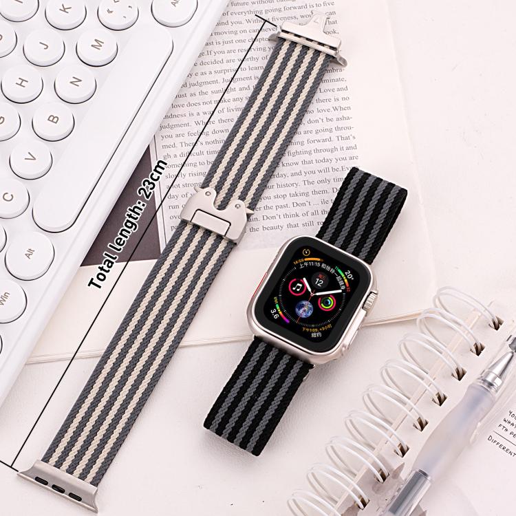 For Apple Watch 42 / 44 / 45 / 46 / 49mm xDfind Parachute Buckle 3-Stripe Braided Nylon Watch Band