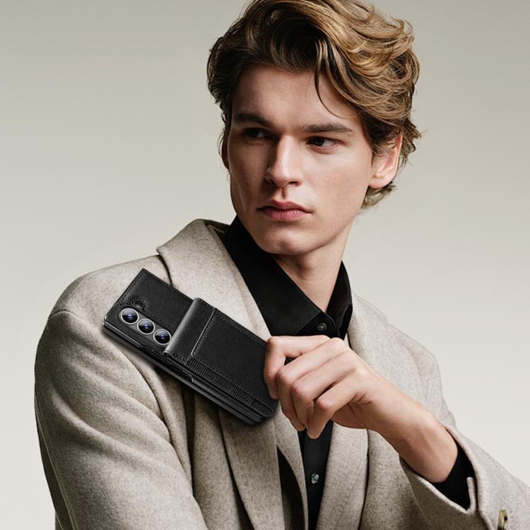 For Samsung Galaxy Z Fold6 Folding Card Holder Tempered Film Integrated Leather Phone Case