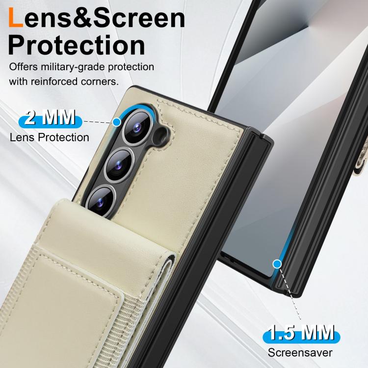 For Samsung Galaxy Z Fold6 Folding Card Holder Tempered Film Integrated Leather Phone Case