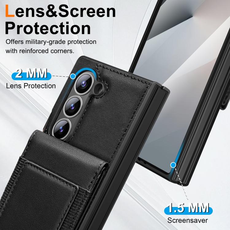 For Samsung Galaxy Z Fold7 Folding Card Holder Tempered Film Integrated Leather Phone Case