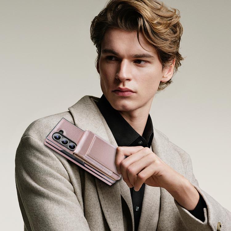 For Samsung Galaxy Z Fold7 Folding Card Holder Tempered Film Integrated Leather Phone Case