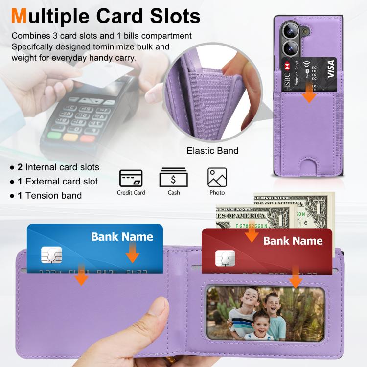 For Samsung Galaxy Z Fold7 Folding Card Holder Tempered Film Integrated Leather Phone Case