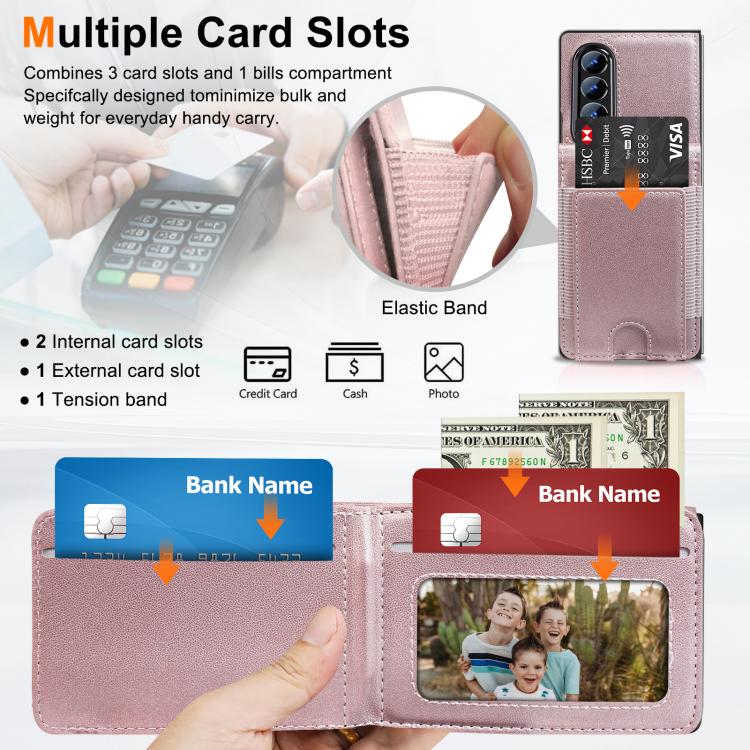 For Samsung Galaxy Z Fold3 Folding Card Holder Tempered Film Integrated Leather Phone Case