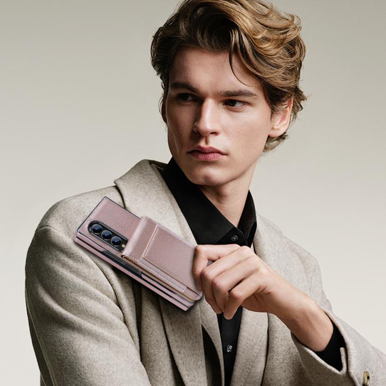 For Samsung Galaxy Z Fold3 Folding Card Holder Tempered Film Integrated Leather Phone Case