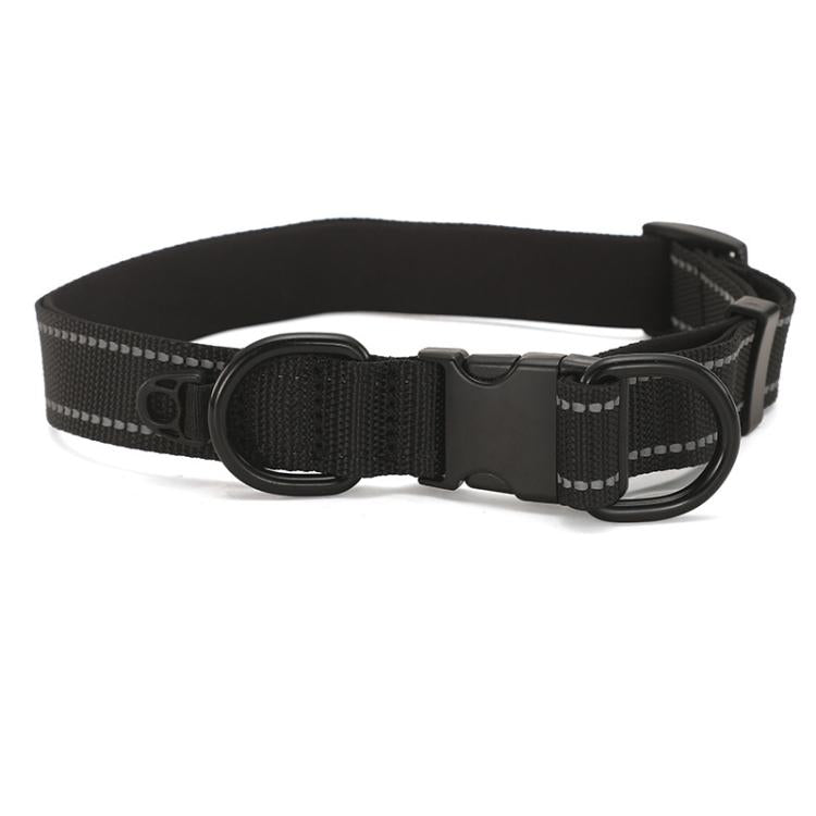 Pet Reflective Collar Waterproof Cloth Black Buckle, Size:L