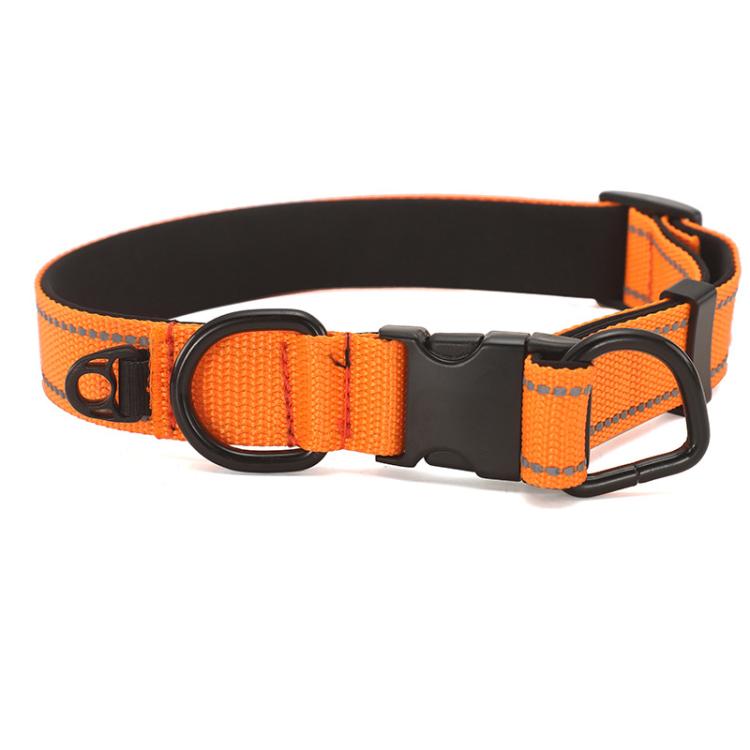Pet Reflective Collar Waterproof Cloth Black Buckle, Size:L