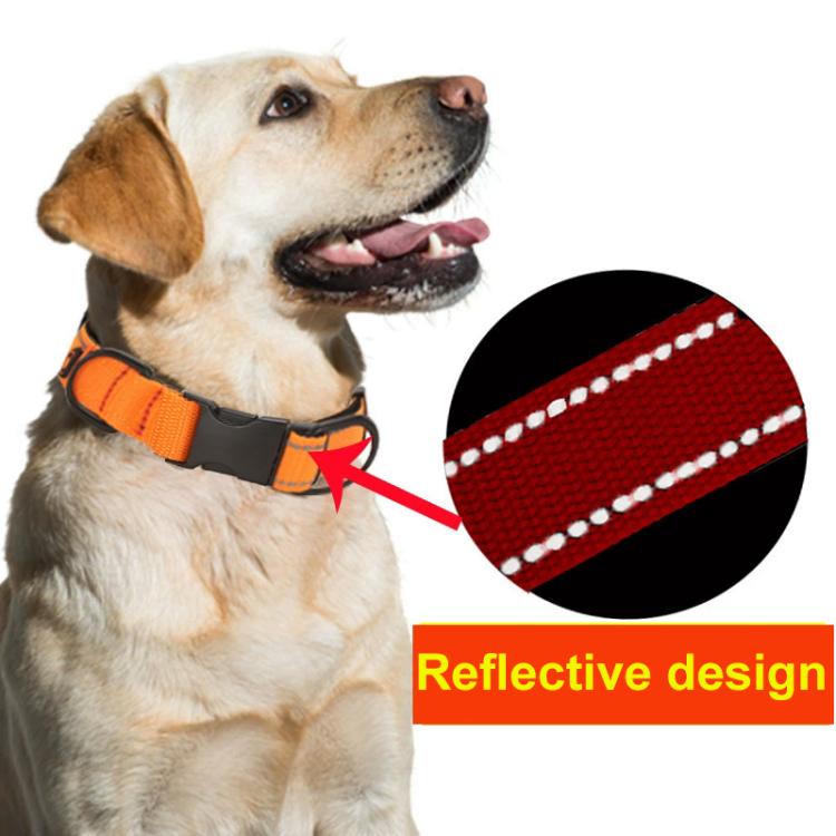 Pet Reflective Collar Waterproof Cloth Black Buckle, Size:L
