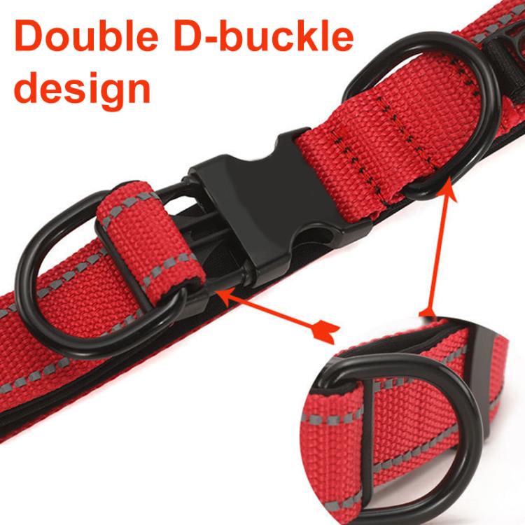 Pet Reflective Collar Waterproof Cloth Black Buckle, Size:L