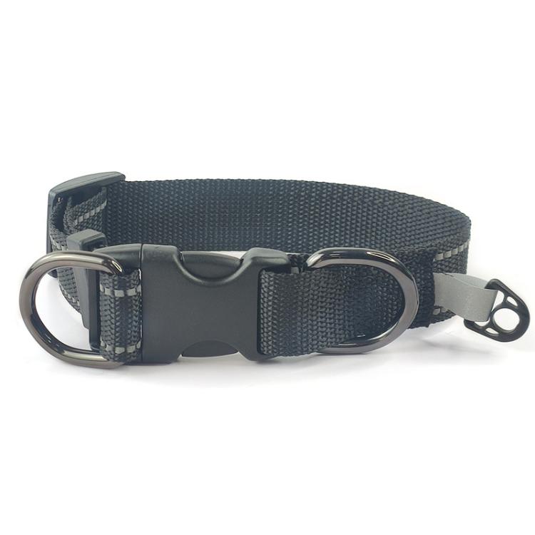 Pet Reflective Collar Nylon Black Buckle, Size:S
