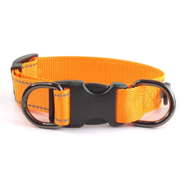 Pet Reflective Collar Nylon Black Buckle, Size:L