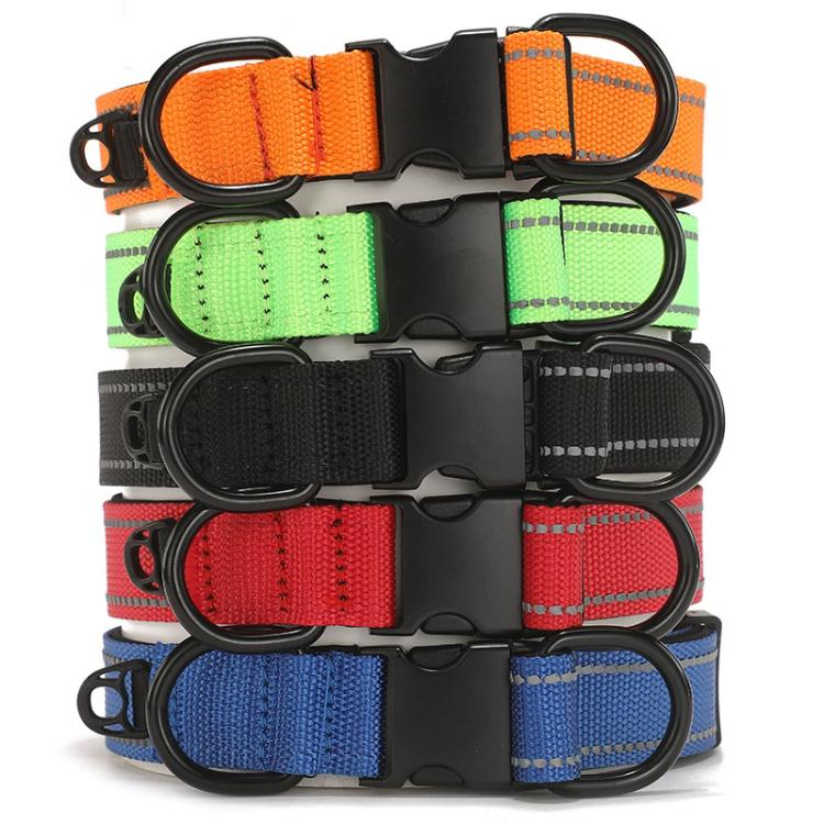 Pet Reflective Collar Nylon Black Buckle, Size:S