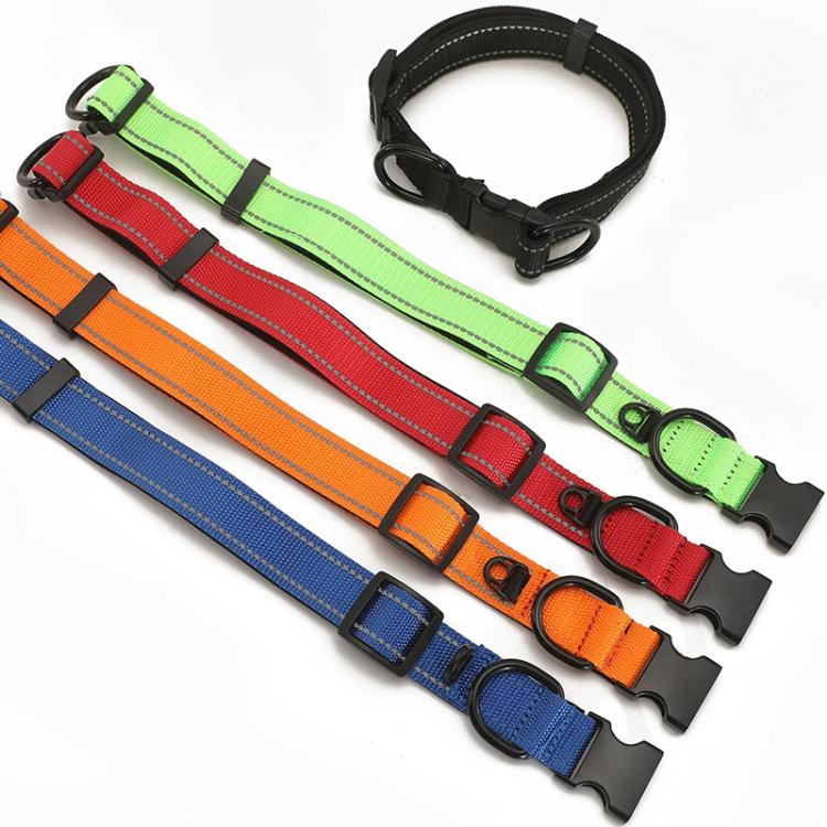 Pet Reflective Collar Nylon Black Buckle, Size:S