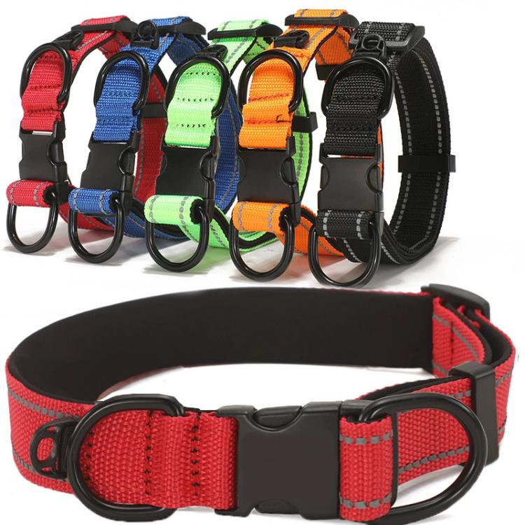 Pet Reflective Collar Waterproof Cloth Black Buckle with 1.8m Leash, Size:S