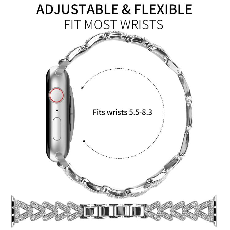 For Apple Watch 38 / 40 / 41 / S10 42mm 20mm xDfind Small Twist Diamond Metal Watch Band