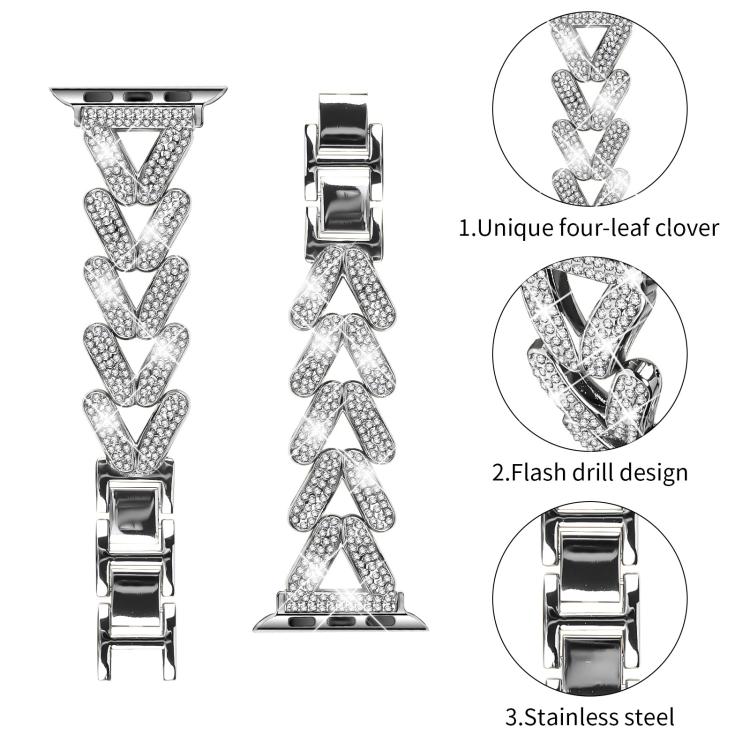 For Apple Watch 38 / 40 / 41 / S10 42mm 20mm xDfind Small Twist Diamond Metal Watch Band