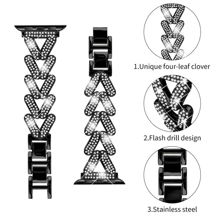 For Apple Watch 38 / 40 / 41 / S10 42mm 20mm xDfind Small Twist Diamond Metal Watch Band