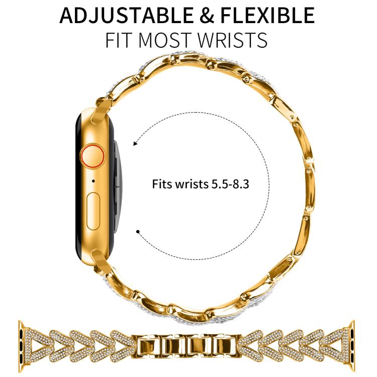 For Apple Watch 38 / 40 / 41 / S10 42mm 20mm xDfind Small Twist Diamond Metal Watch Band