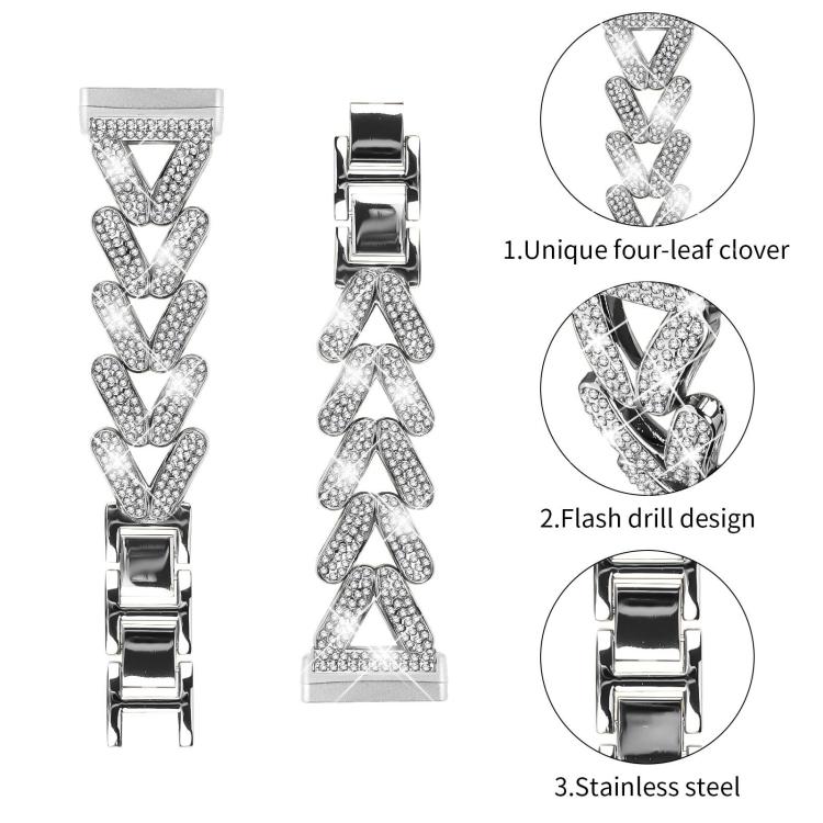 For Fitbit Versa 4 / 3 / Sense / Sense 2 20mm xDfind Small Twist Diamond Metal Watch Band