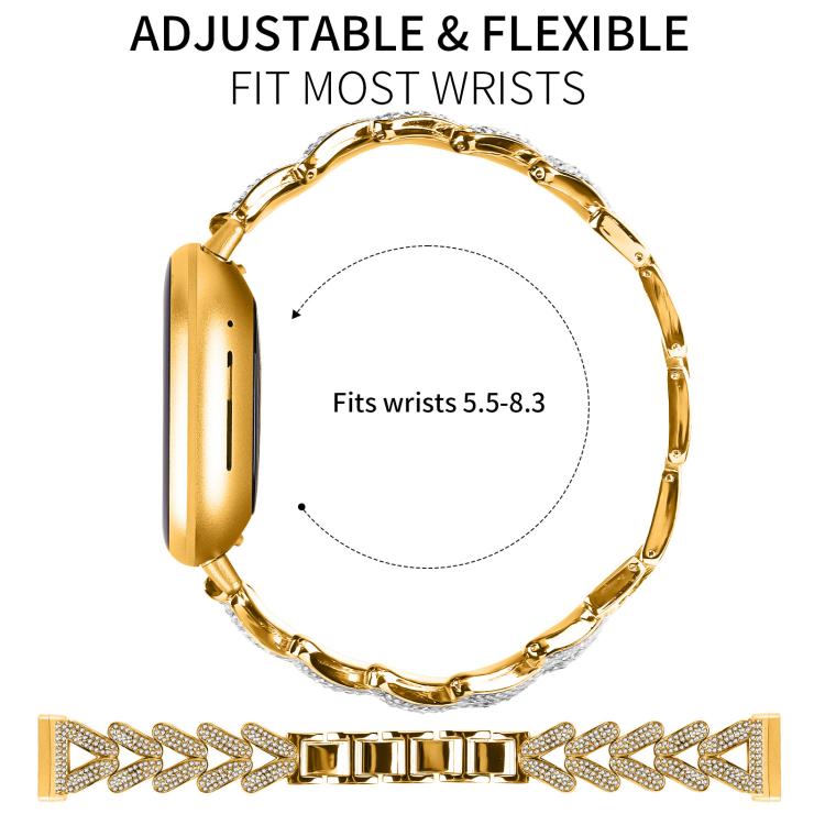For Fitbit Versa 4 / 3 / Sense / Sense 2 20mm xDfind Small Twist Diamond Metal Watch Band