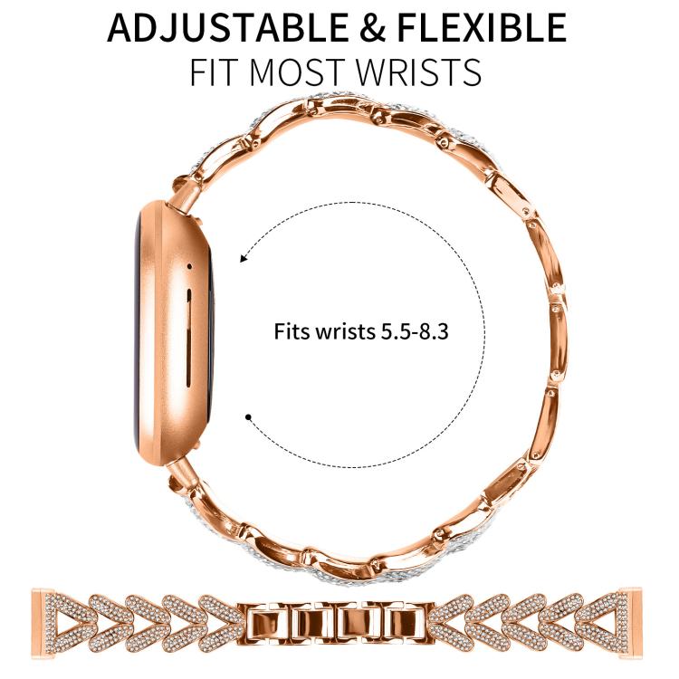 For Fitbit Versa 4 / 3 / Sense / Sense 2 20mm xDfind Small Twist Diamond Metal Watch Band