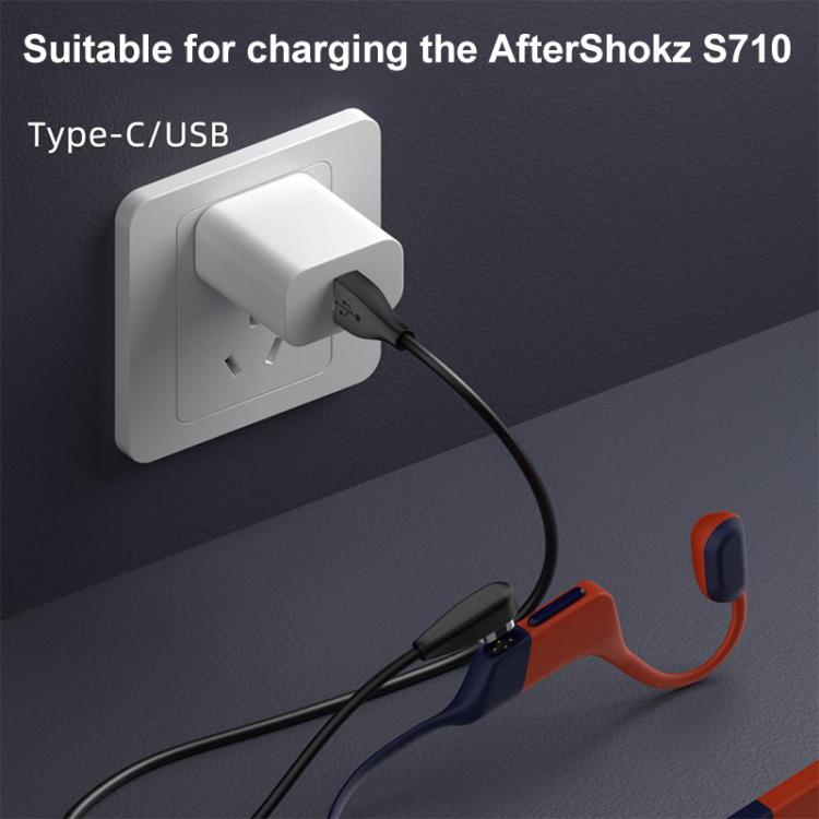 Type-C to 4 Pin Bone Conduction Earphone Magnetic Charging Cable For Shokz OpenSwim Pro S710 - Black