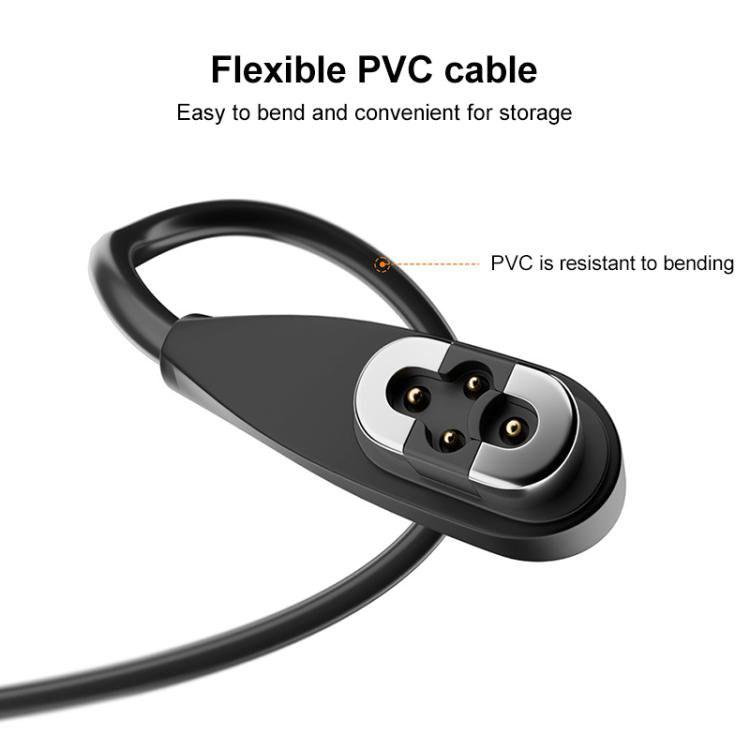 Type-C to 4 Pin Bone Conduction Earphone Magnetic Charging Cable For Shokz OpenSwim Pro S710 - Black