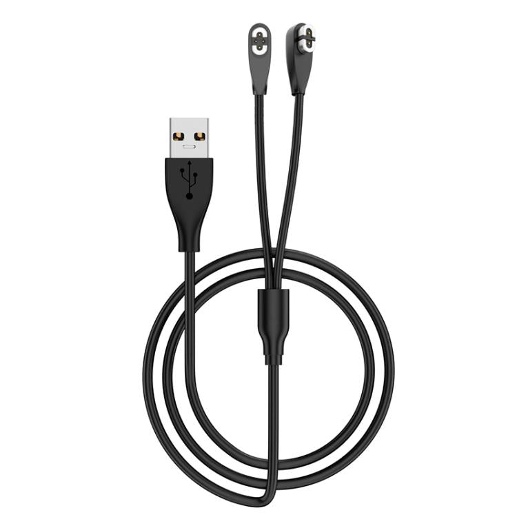 USB to 2 Pin / 4 Pin 2 in 1 Magnetic Charging Cable For Shokz Bone Conduction Earphone - Black