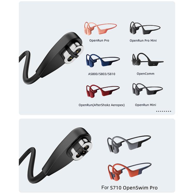 USB to 2 Pin / 4 Pin 2 in 1 Magnetic Charging Cable For Shokz Bone Conduction Earphone - Black