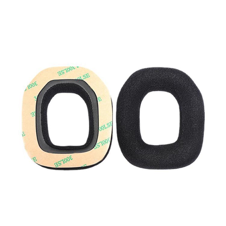 2pcs Self-adhesive Replacement Earpads For Logitech Astro A10 / A50, Material:Flannel Fabric - Black