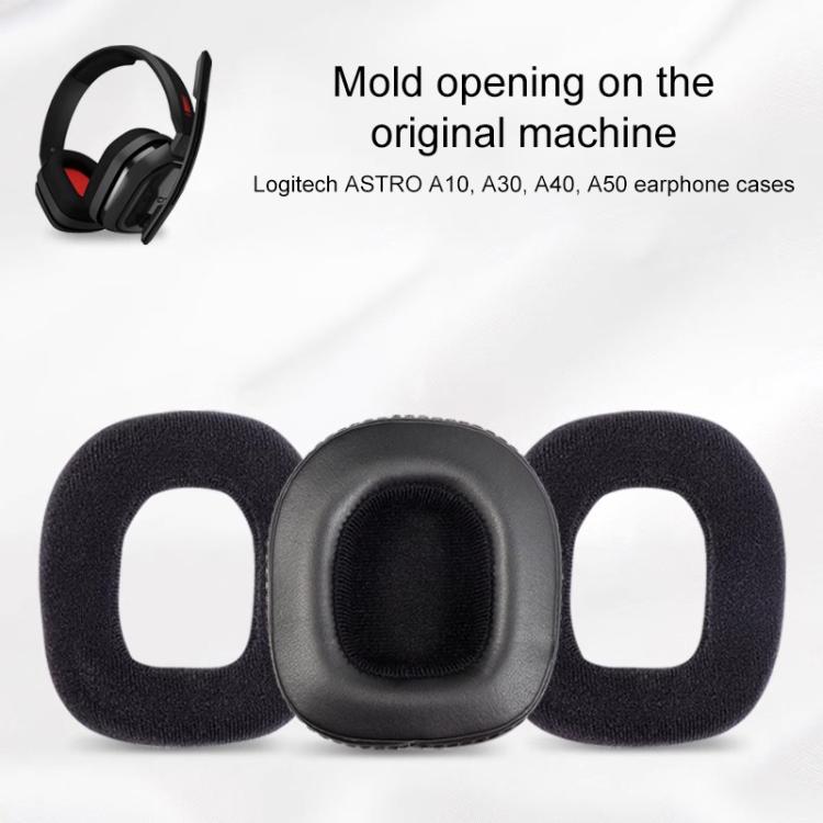 2pcs Self-adhesive Replacement Earpads For Logitech Astro A10 / A50, Material:Flannel Fabric - Black