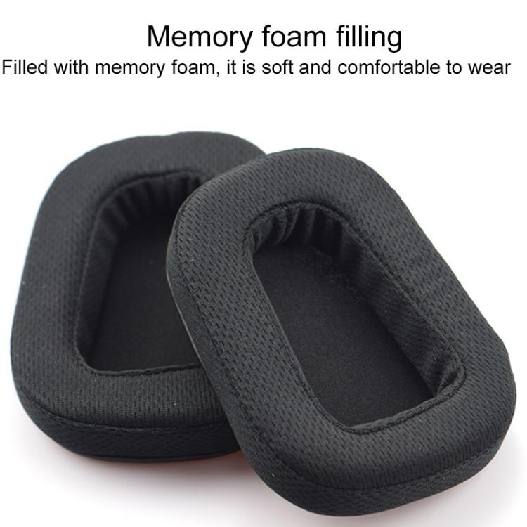 2pcs Insert Replacement Earpads For Logitech G533 / G633 / G635 / G933 / G935, Material:Protein Leather and Ice Silk Fabric - Black