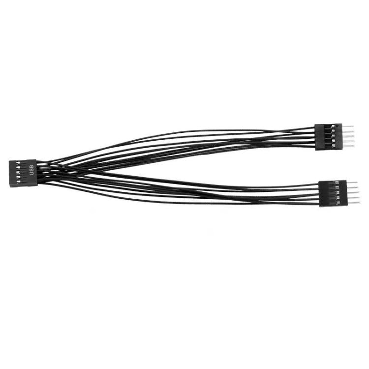 Desktop Computer Motherboard 2 in 1 9 Pin USB Adapter Extension Cable - Black