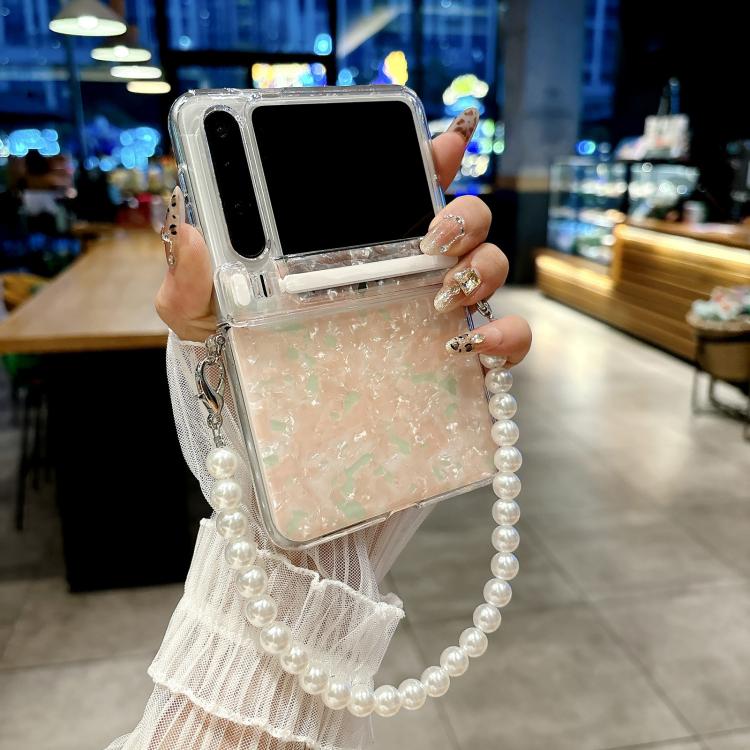 For Huawei Pura X Side Buckle Axis Pearlescent Shell Texture Phone Case