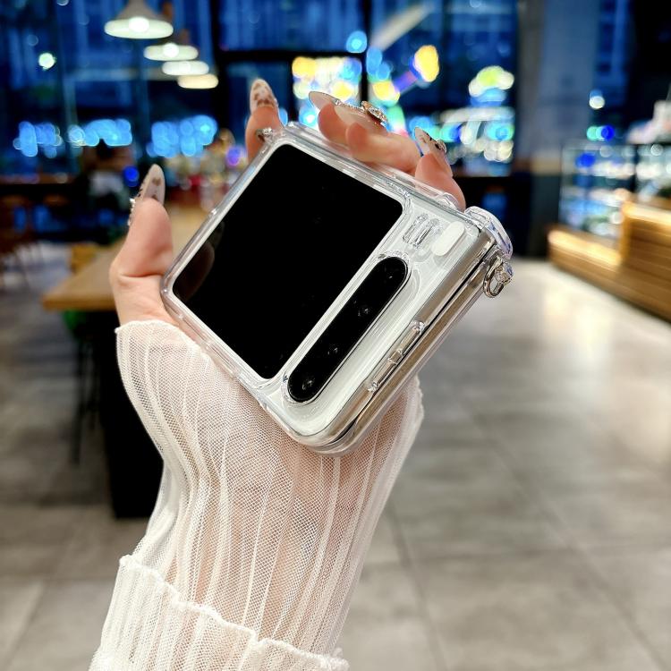 For Huawei Pura X Side Buckle Axis Pearlescent Shell Texture Phone Case with Bracelet