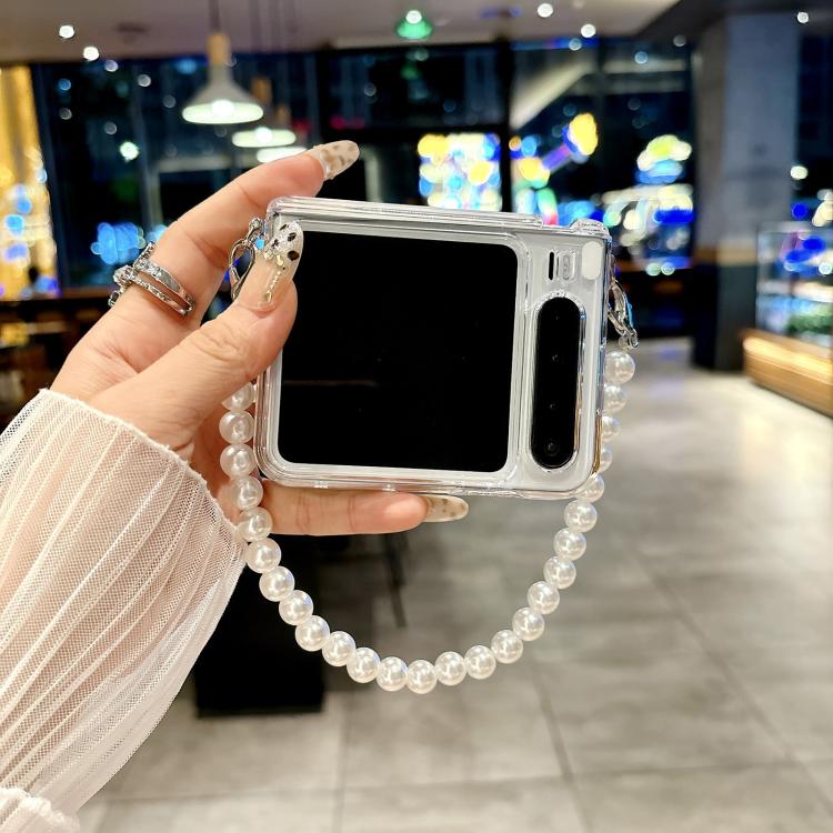For Huawei Pura X Side Buckle Axis Pearlescent Shell Texture Phone Case with Bracelet