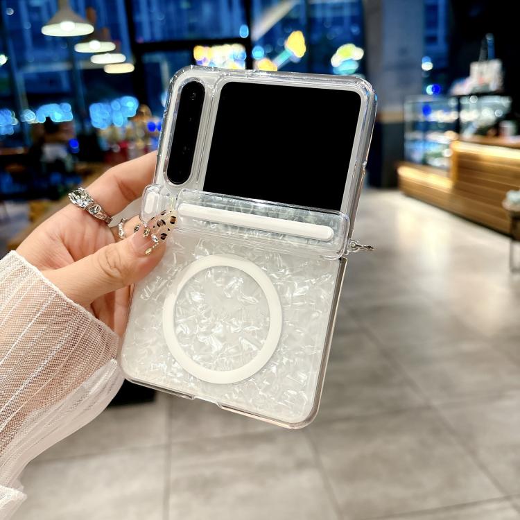 For Huawei Pura X Side Buckle Axis Pearlescent Shell Texture MagSafe Phone Case