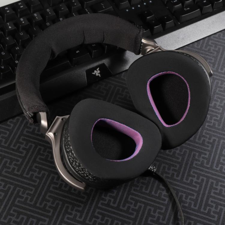 2pcs Insert Replacement Earpads For ASUS ROG Delta S, Material:Net Fabric - Black Purple