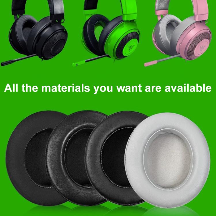 1 Pair Rotating Snap-on Replacement Earpads For Razer Kraken Pro V2, Material:Lambskin