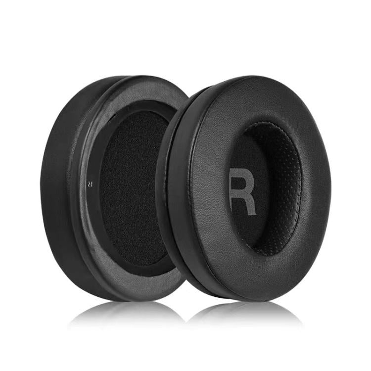 1 Pair Protein Leather Stitching LR Printing Earphone Replacement Earpads Pads For Philips SHP9500 - Black