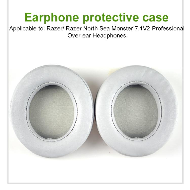 1 Pair Rotating Snap-on Replacement Earpads For Razer Kraken Pro V2, Material:Protein Leather Ice Silk Fabric